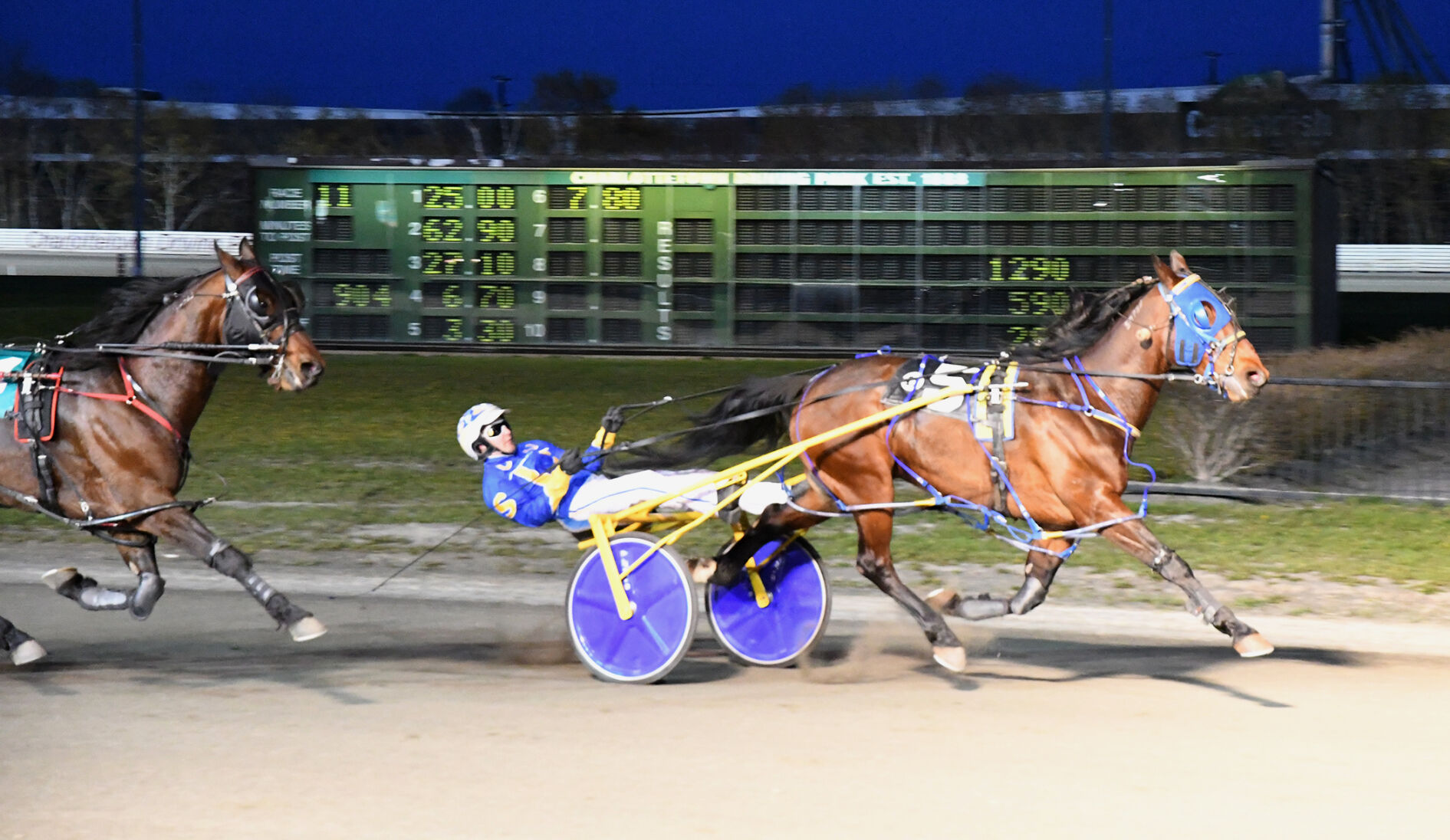 Austin Sorrie and Bugsy Maguire in route to 1:56.1 victory in top class at Charlottetown